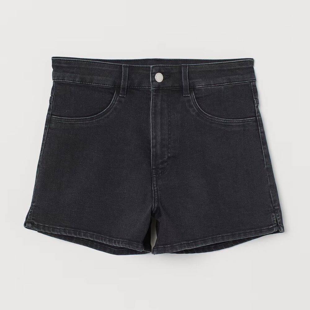 H&M Denim Black High Waisted Stretch Shorts